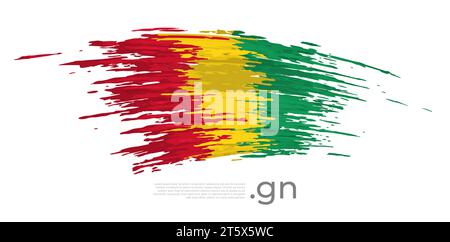 Guinea flag. Brush strokes, grunge. Stripes colors of the guinean flag on a white background. Vector design national poster, template, place for text Stock Vector