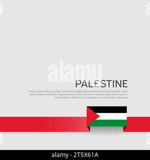 Palestine flag on white background. Palestinian brochure vector design, template. Cover for business booklet. Ribbon with palestine flag. National Stock Vector
