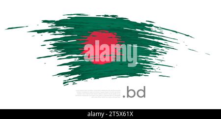 Bangladesh flag. Brush strokes, grunge. Stripes colors of bangladeshi flag on a white background. Vector design national poster, template, place Stock Vector