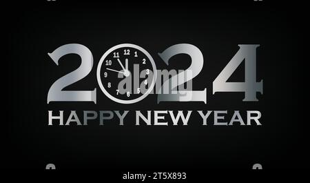 2024 Happy New Year. Celebration concept. Template for background, banner, card, poster with text inscription. Vector illustration Stock Vector