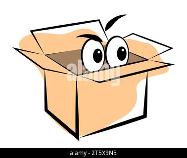Box with eyes on white background Stock Vector