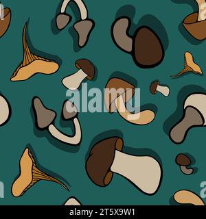 Vector isolated illustration of pattern with mushrooms. Stock Vector