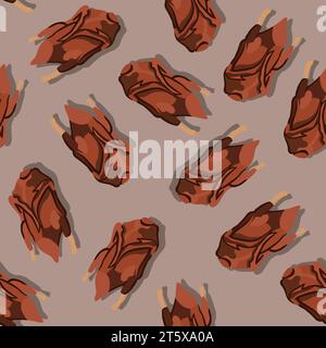 Vector isolated illustration of grilled chicken pattern. Stock Vector