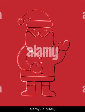 Vector isolated illustration of outline Santa Claus with neon effect. Stock Vector