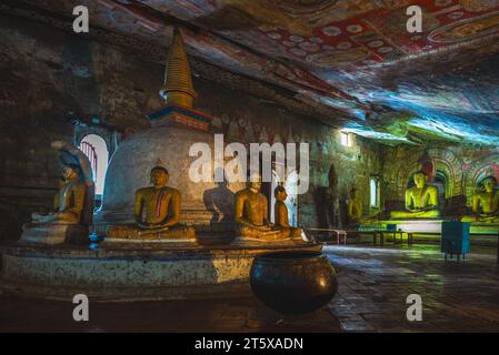 UNESCO World Heritage Site Dambulla cave temple, aka Golden Temple of Dambulla, in Sri Lanka. Stock Photo