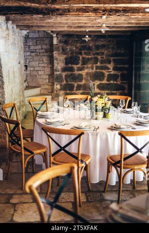 Wedding table decoration rustic style Stock Photo