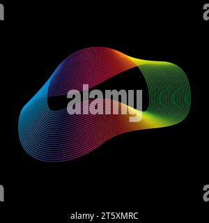 Sound wave, equalizer rainbow color gradient. Modern future technology. Vector geometric abstract element isolated on black background Stock Vector