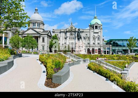 St Mark's Church and His Majesty's Theatre on Rosemount Viaduct.  From the Union Terrace Gardens, Aberdeen, Scotland, UK Stock Photo