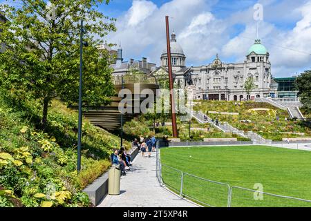 St Mark's Church and His Majesty's Theatre on Rosemount Viaduct.  From the Union Terrace Gardens, Aberdeen, Scotland, UK Stock Photo