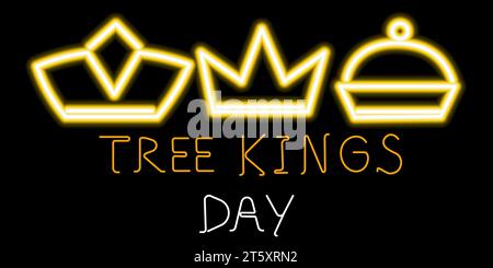 Three Kings Day holiday sign. Stock Vector