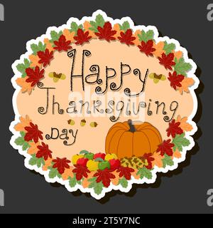 Beautiful color illustration on theme of celebrating annual holiday Thanksgiving Day Stock Vector