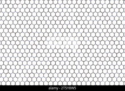 Image with hexagonal white background. Cell border with gray scale rounded wide wire frames on pattern of white and blue hexagons on parallel lines of Stock Photo