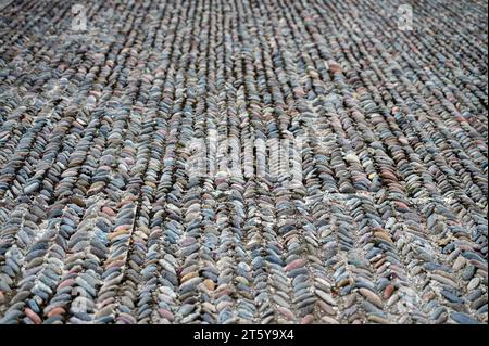 Stone pebbles texture for garden or street floor from natural stone material. Stock Photo