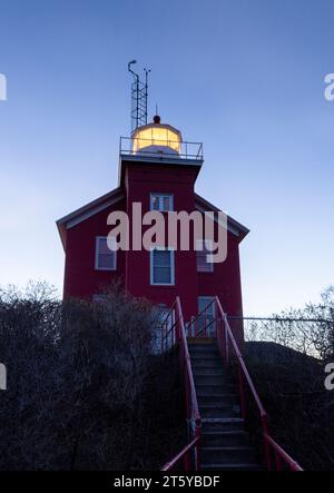 Marquette lighthouse on lake superior in Michigan, USA Stock Photo