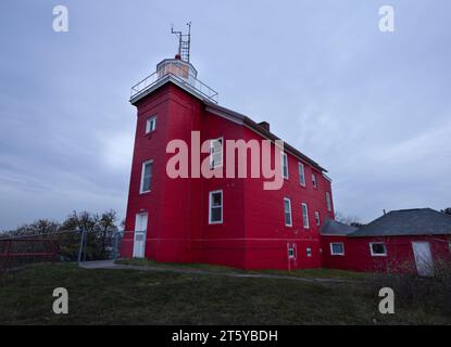 Marquette lighthouse on lake superior in Michigan, USA Stock Photo