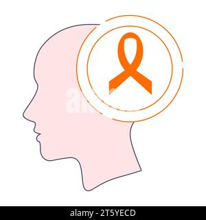Orange awareness ribbon icon Stock Vector