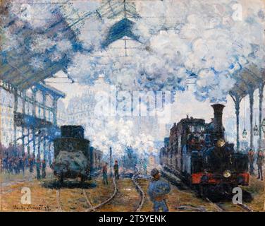 Claude Monet, The Gare Saint-Lazare, Arrival of a Train, painting in oil on canvas, 1877 Stock Photo