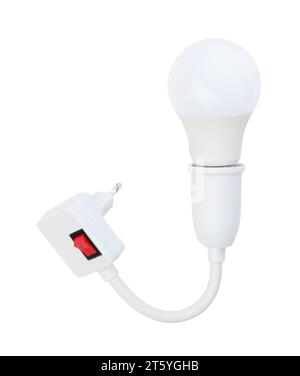 Electric Lamp Bulb Holder With Switc Isolated on White. Stock Photo
