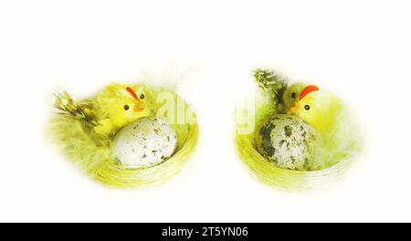 handmade bird nests, set on white Stock Photo