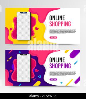 Web banner vector template. Flyer design for online shopping, digital marketing. Concept for banner and brochure. Stock Vector