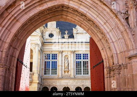 Entrance portal Hotel de Ville, Historic Town Hall of La Rochelle, Department of Charente-Maritime, France Stock Photo
