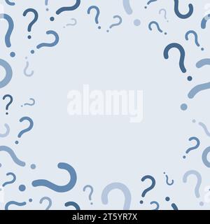 Vector frame - question mark border for survey, quiz or poll. Blue color. Stock Vector