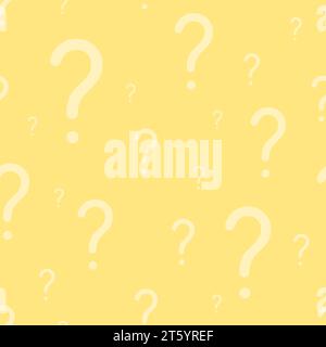 Question marks seamless pattern. Vector question background for online survey or quiz. Yellow color. Stock Vector
