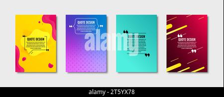 Quote frames templates set. Citation empty speech bubbles, text in brackets. Textbox quote bubbles. Vector Stock Vector
