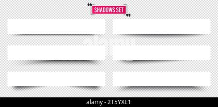 Banner shadows set. Page dividers on transparent background. Realistic shadow template. Vector Stock Vector