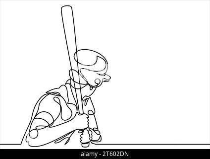 Baseball player vector- continuous line drawing Stock Vector