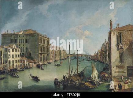 Title: The Grand Canal from San Vio, Venice Artist: Canaletto (Giovanni Antonio Canal) Date: ca. 1723-1724 Medium: Oil on canvas Dimensions: 140.5 x 204.5 cm Location: Museo Nacional Thyssen-Bornemisza, Madrid Stock Photo