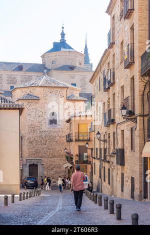 Street in Old Town, Calle el Salvado, Toledo, Castilla–La Mancha, Kingdom of Spain Stock Photo