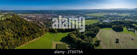 Wolfratshausen Bavaria Germany: Aerial Panorama Stock Photo