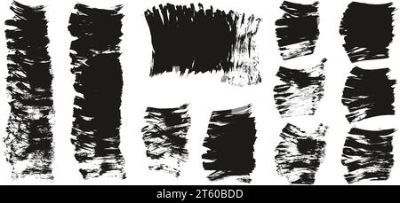 Hand Drawn Flat Fan Brush Thick Short Background High Detail Abstract Vector Background MEGA Set Stock Vector