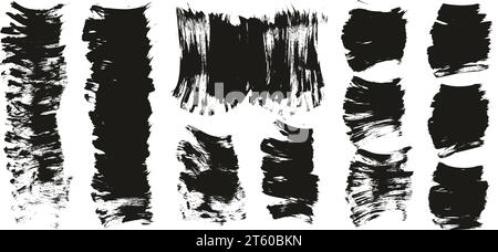 Hand Drawn Flat Fan Brush Thick Short Background High Detail Abstract Vector Background MEGA Set Stock Vector