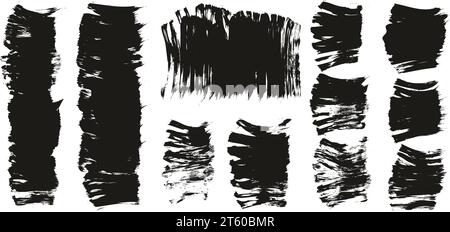 Hand Drawn Flat Fan Brush Thick Short Background High Detail Abstract Vector Background MEGA Set Stock Vector
