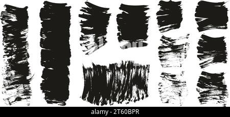 Hand Drawn Flat Fan Brush Thick Short Background High Detail Abstract Vector Background MEGA Set Stock Vector