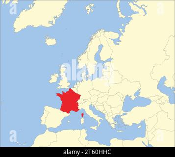 Location map of the REPUBLIC OF FRANCE, EUROPE Stock Vector