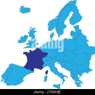 Location map of the REPUBLIC OF FRANCE, EUROPE Stock Vector