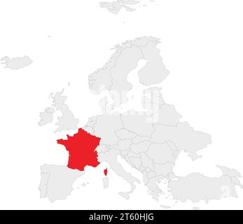 Location map of the REPUBLIC OF FRANCE, EUROPE Stock Vector