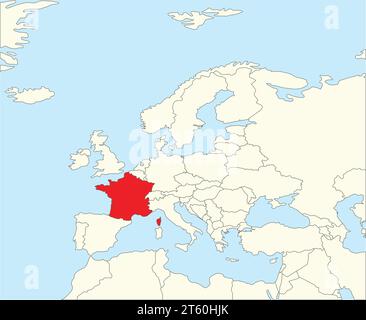 Location map of the REPUBLIC OF FRANCE, EUROPE Stock Vector