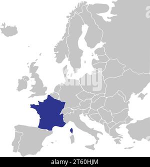 Location map of the REPUBLIC OF FRANCE, EUROPE Stock Vector