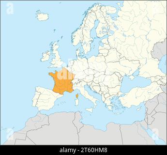 Location map of the REPUBLIC OF FRANCE, EUROPE Stock Vector