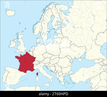 Location map of the REPUBLIC OF FRANCE, EUROPE Stock Vector
