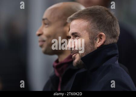 Milan, Italy. 7th Nov, 2023. Former England, Manchester United, LA Galaxy and PSG player and actual President and Co Owner of Inter Miami David Beckham during the UEFA Champions League match at Giuseppe Meazza, Milan. Picture credit should read: Jonathan Moscrop/Sportimage Credit: Sportimage Ltd/Alamy Live News Stock Photo
