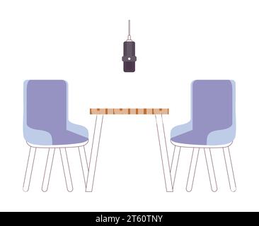 Radio interview studio recording room 2D cartoon object Stock Vector