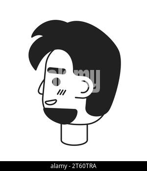 Side view spanish bearded man grinning 2D vector avatar illustration ...