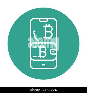 Cryptocurrency wallet  color line icon. Digital crypto art. Outline pictogram for web page, mobile app, promo Stock Vector