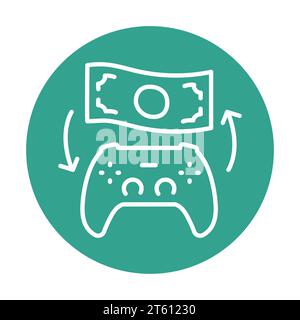 Gamefi exchange color line icon. Digital crypto art. Outline pictogram for web page, mobile app, promo Stock Vector