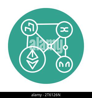 Tocken governance color line icon. Digital crypto art. Outline pictogram for web page, mobile app, promo Stock Vector